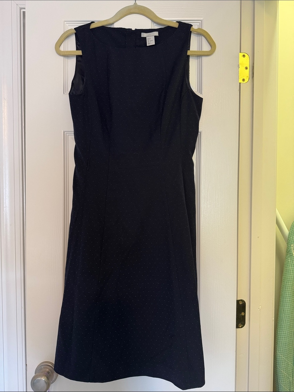 H&M Navy Sleeveless Sheath Dress with Subtle Dot Texture